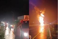 Heboh, Truk Tangki Kecelakaan Hingga Kebakaran Hebat di Jalan Tol Jombang