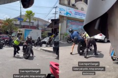 Heboh! Polisi Terseret Motor Saat Razia Knalpot Brong di Yogyakarta, Netizen: Bener-bener Diuji