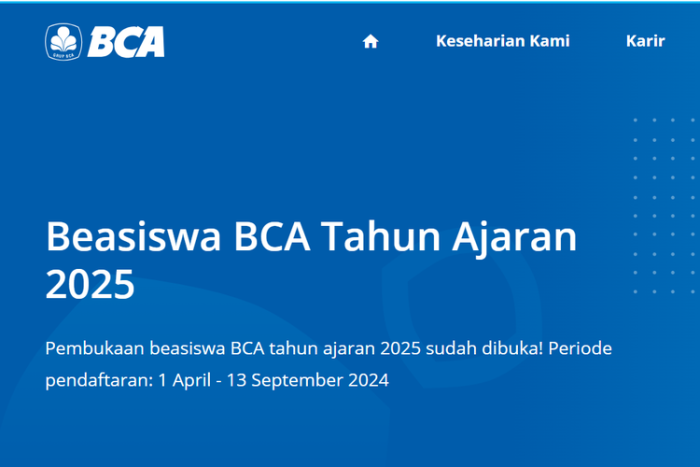 Bagi Siswa SMA-SMK yang Ingin Kuliah Gratis: BCA Buka Pendaftaran Beasiswa 2025