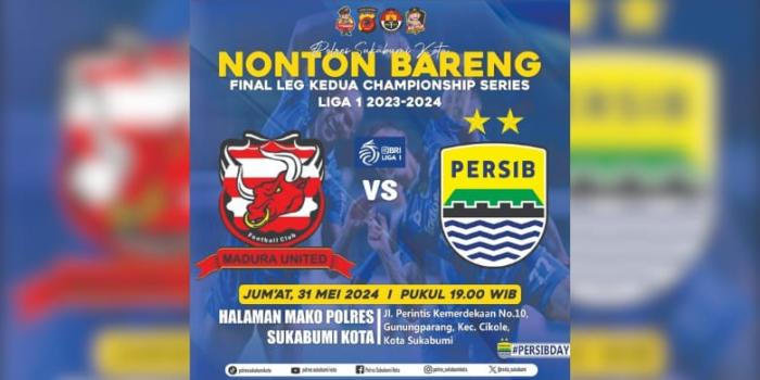 Gelar Nobar Madura United vs Persib Bandung, Kapolres Sukabumi Kota: Kita Dukung Persib Juara